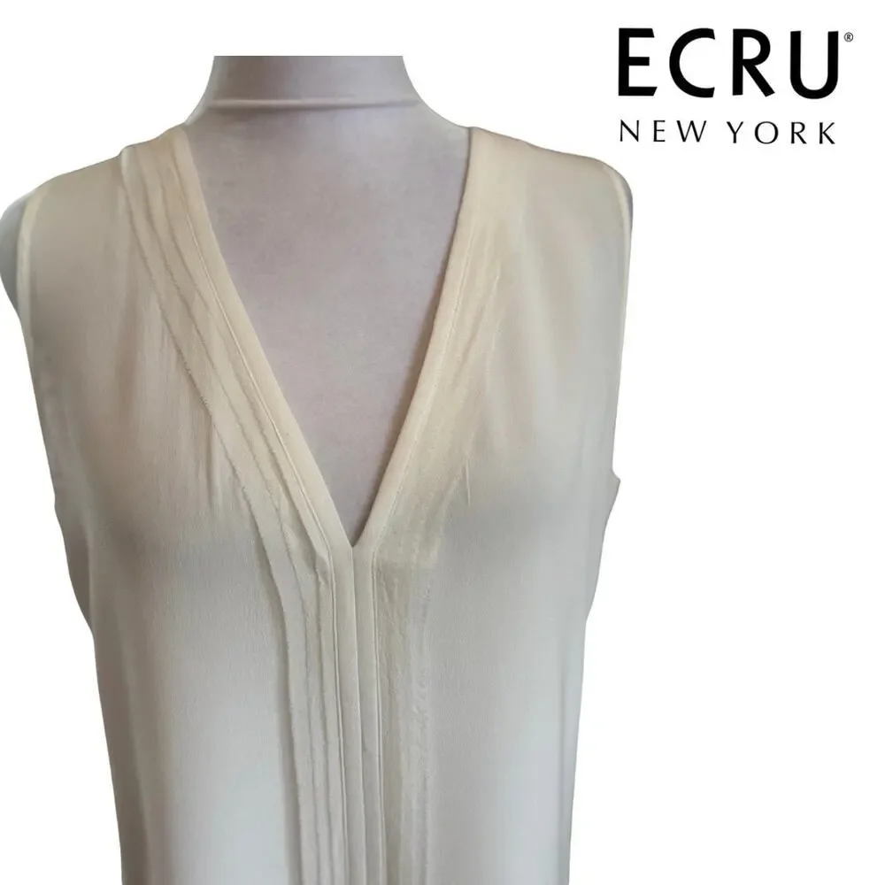 Silk Tank Bundle Alabaster Off White & Black Sleeveless Top Medium EUC by ECRU
